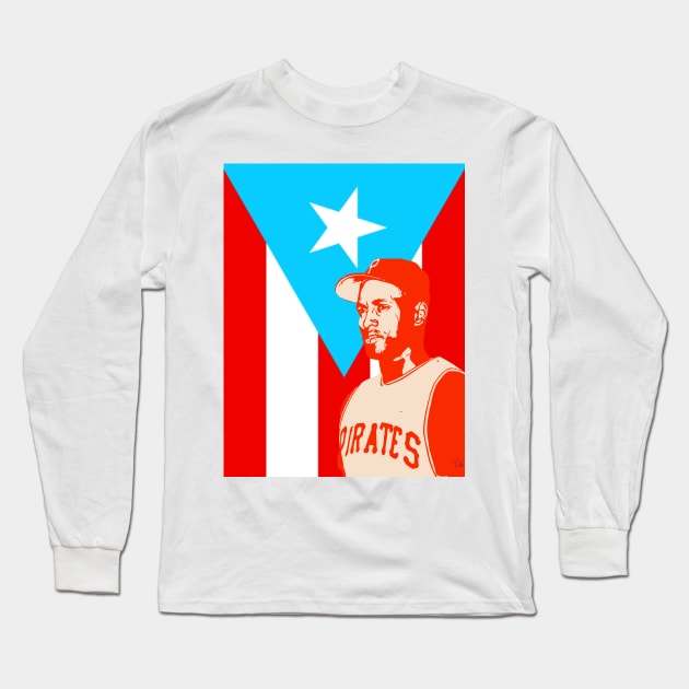 Puerto Rican Baseball Player | Roberto Clemente Long Sleeve T-Shirt by Art y Son con Tania